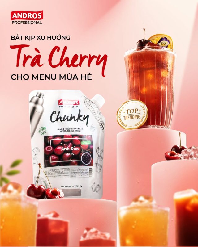 CÔNG THỨC TRÀ CHERRY TRÁI CÂY TƯƠI MÁT CHO MÙA HÈ
